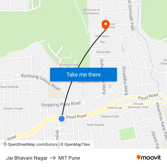 जय भवानी नगर to एमआईटी पुणे map