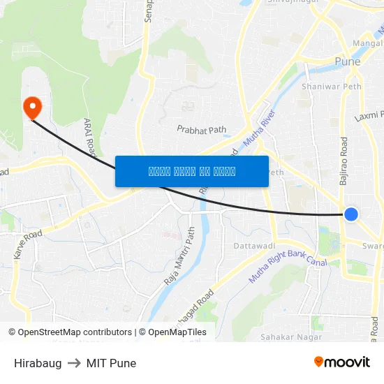 हीराबाग to एमआईटी पुणे map