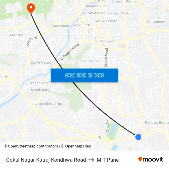 गोकुल नगर कात्रज कोंढवा रोड to एमआईटी पुणे map