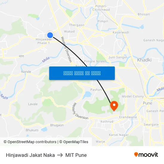 हिंजवाडी जकात नाका to एमआईटी पुणे map