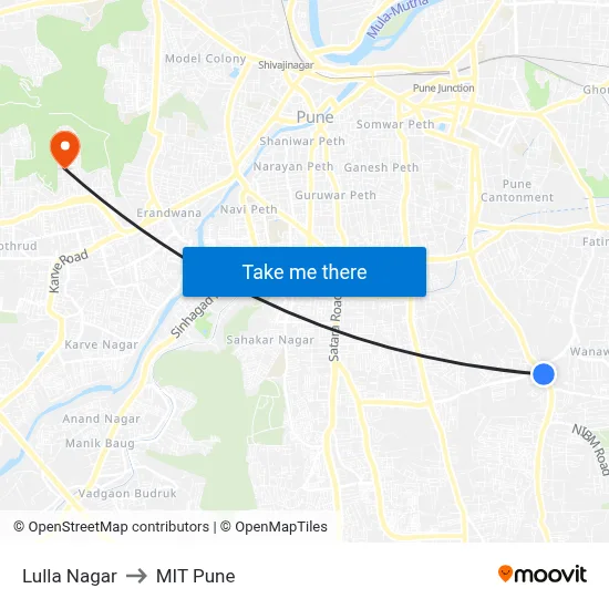 Lulla Nagar to MIT Pune map