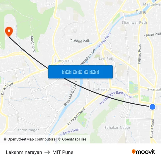 लक्ष्मीनारायण to एमआईटी पुणे map