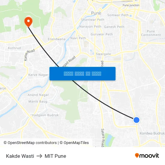 काकडे वस्ती to एमआईटी पुणे map