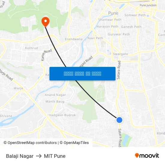 बालाजी नगर to एमआईटी पुणे map