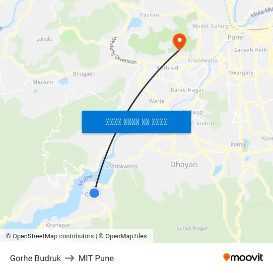 गोऱ्हे बुद्रुक to एमआईटी पुणे map