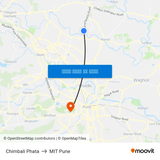 चिंबली फाटा to एमआईटी पुणे map