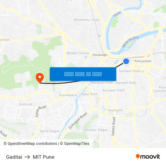 गडीताल to एमआईटी पुणे map
