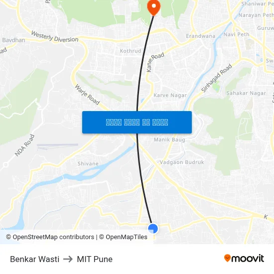 बेनकर वस्ती to एमआईटी पुणे map