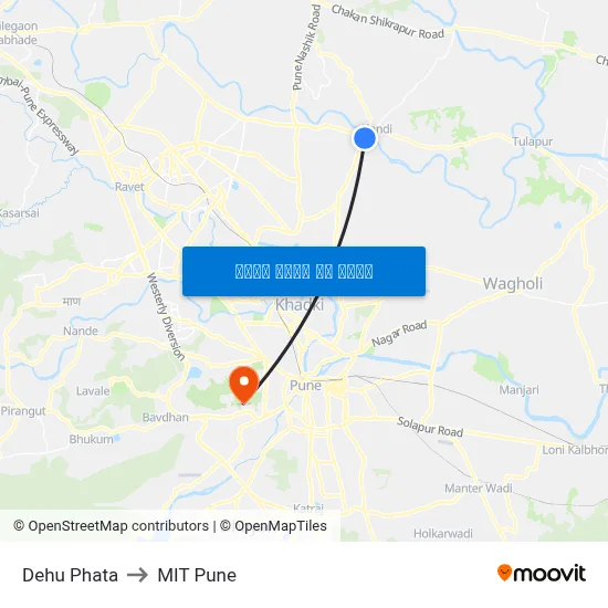 देहू फाटा to एमआईटी पुणे map