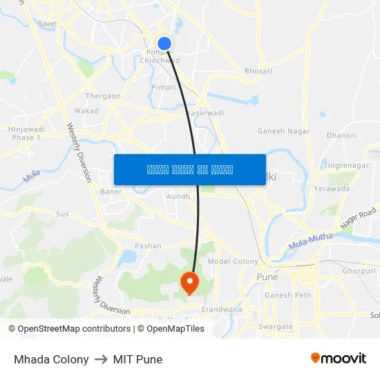 म्हाडा कॉलोनी to एमआईटी पुणे map