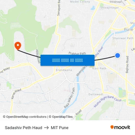 सदाशिव पेठ हौद to एमआईटी पुणे map