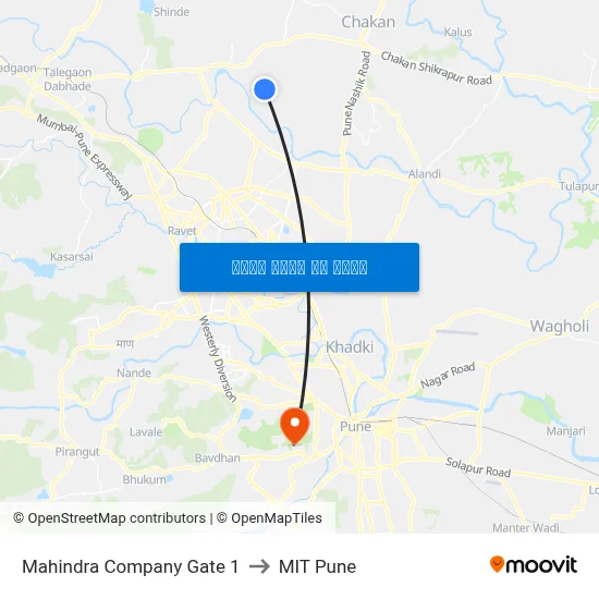 महिंद्रा कंपनी गेट 1 to एमआईटी पुणे map