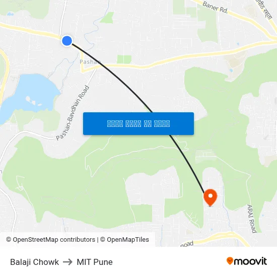 बालाजी चौक to एमआईटी पुणे map