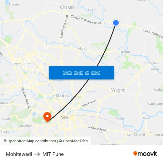 मोहितेवाडी to एमआईटी पुणे map