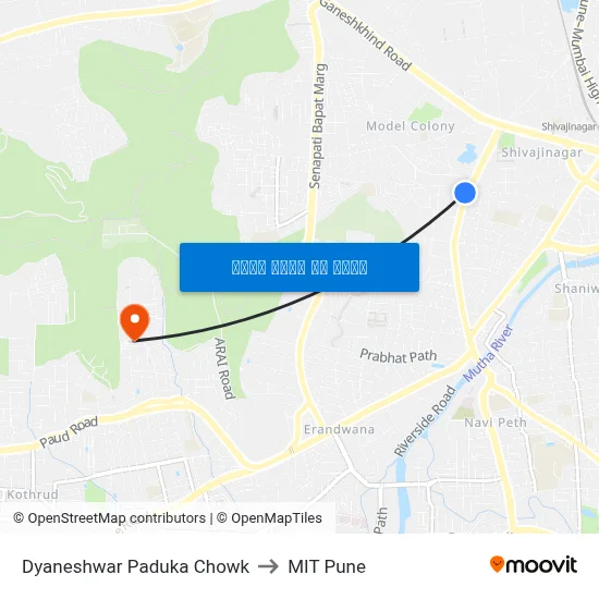 ज्ञानेश्वर पादुका चौक to एमआईटी पुणे map
