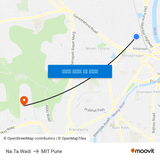 ना.ता.वाडी to एमआईटी पुणे map