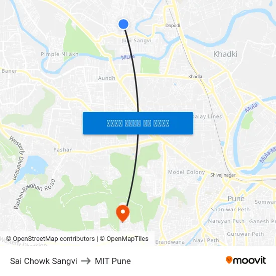 साई चौक सांगवी to एमआईटी पुणे map