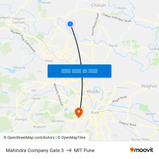 महिंद्रा कंपनी गेट 3 to एमआईटी पुणे map