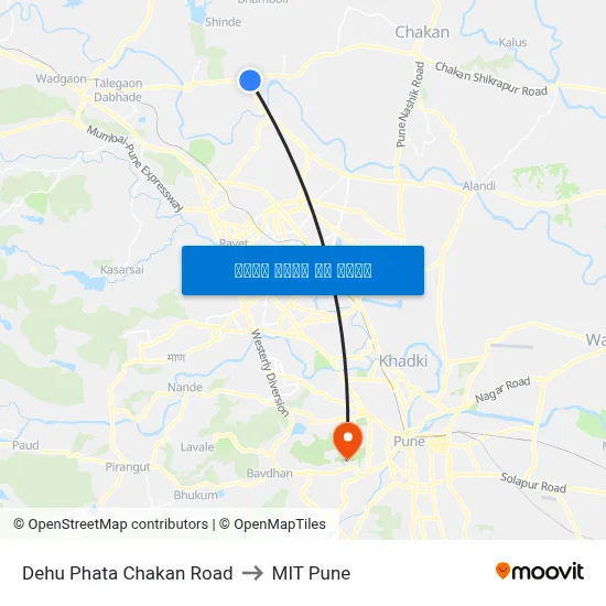 देहू फाटा चाकण रोड to एमआईटी पुणे map