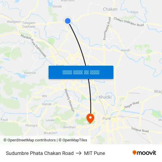 सुदुंबरे फाटा चाकण रोड to एमआईटी पुणे map