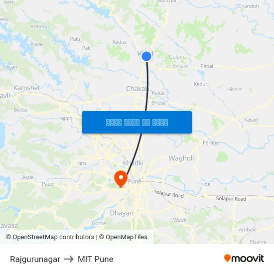 Rajgurunagar to MIT Pune map