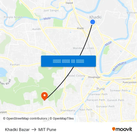 खडकी बाज़ार to एमआईटी पुणे map