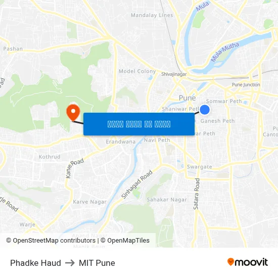 फडके हौद to एमआईटी पुणे map
