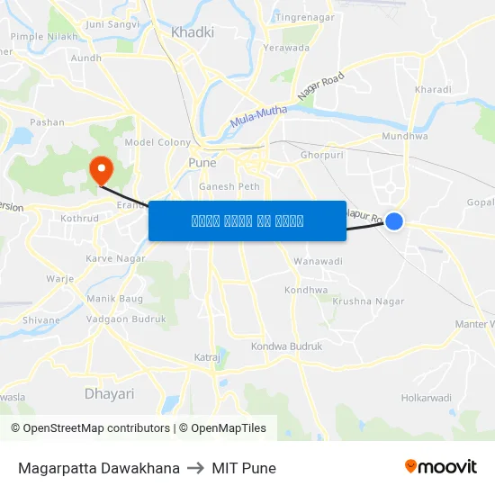 मगरपट्टा दवाखाना to एमआईटी पुणे map