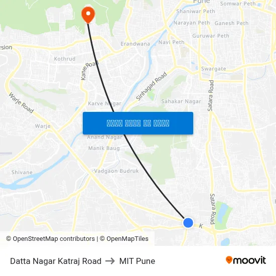 दत्त नगर कात्रज रोड to एमआईटी पुणे map