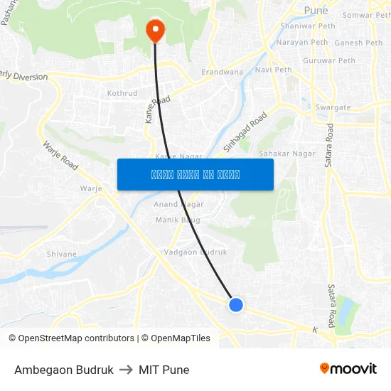 अंबेगाव बुद्रुक to एमआईटी पुणे map