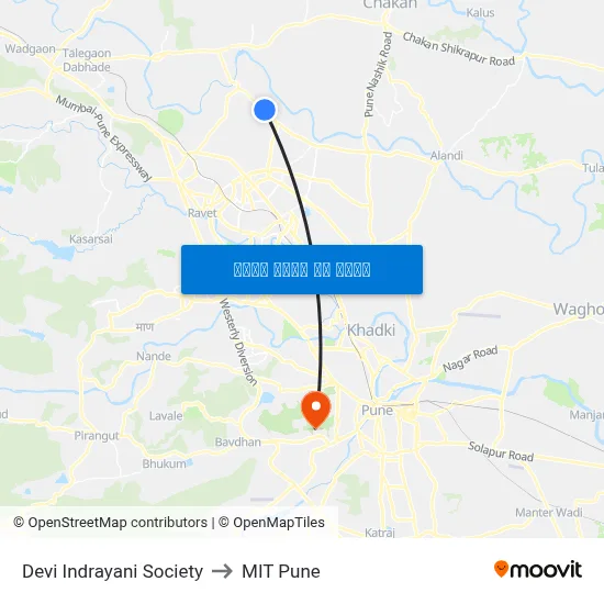 देवी इंद्रायणी सोसायटी to एमआईटी पुणे map