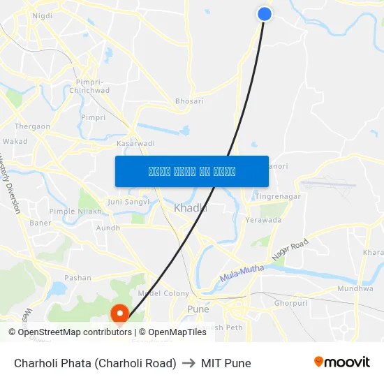 चऱ्होली फाटा (चऱ्होली रोड) to एमआईटी पुणे map