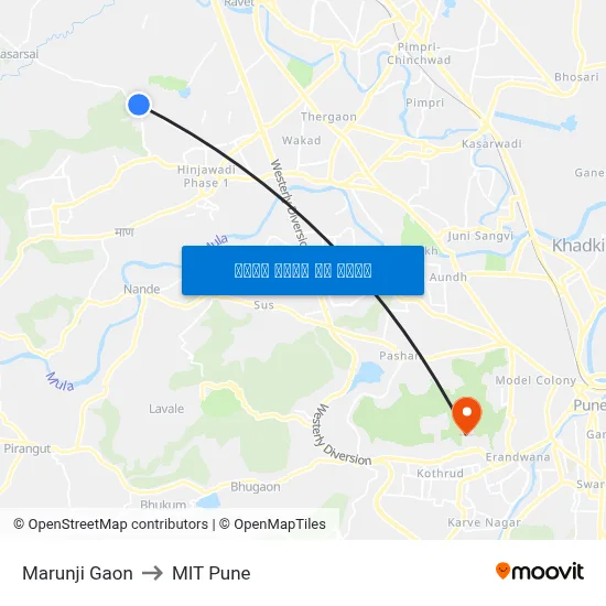 मारुंजी गाव to एमआईटी पुणे map