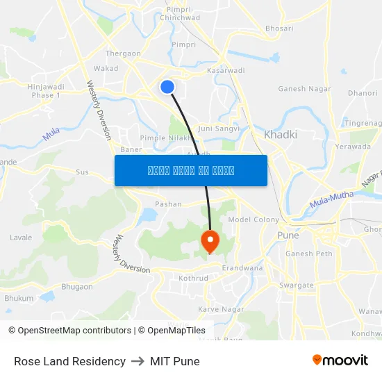 रोज लैंड रेसिडेंसी to एमआईटी पुणे map