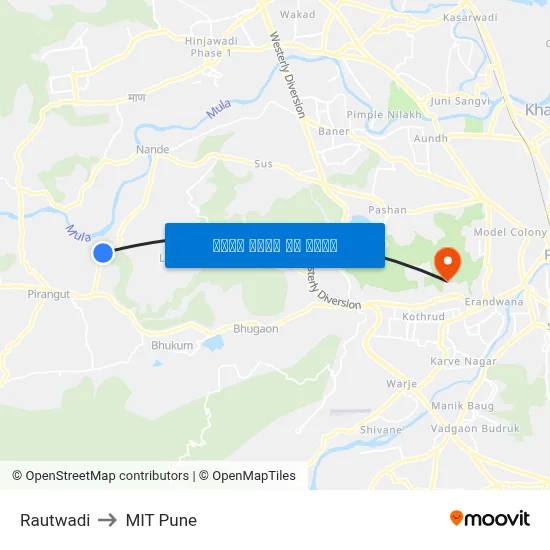 राउतवाड़ी to एमआईटी पुणे map