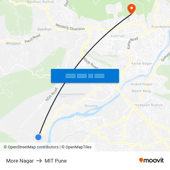 मोरे नगर to एमआईटी पुणे map