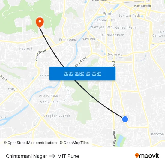 चिंतामणि नगर to एमआईटी पुणे map