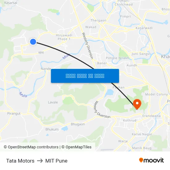 टाटा मोटर्स to एमआईटी पुणे map