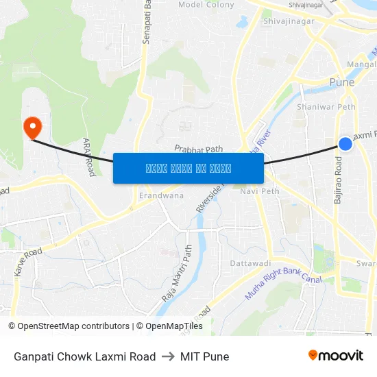 गणपति चौक लक्ष्मी रोड to एमआईटी पुणे map