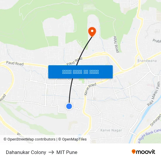 दहानुकर कॉलोनी to एमआईटी पुणे map