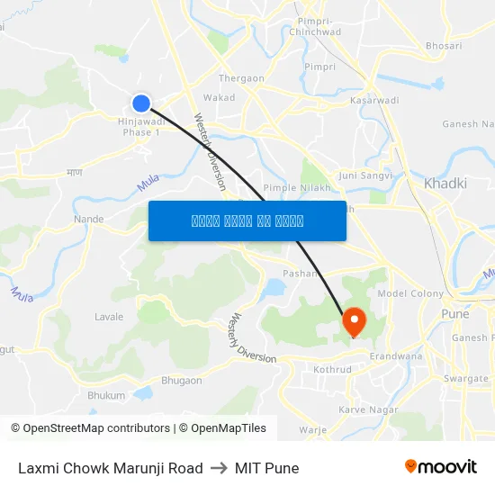 लक्ष्मी चौक मारुंजी रोड to एमआईटी पुणे map