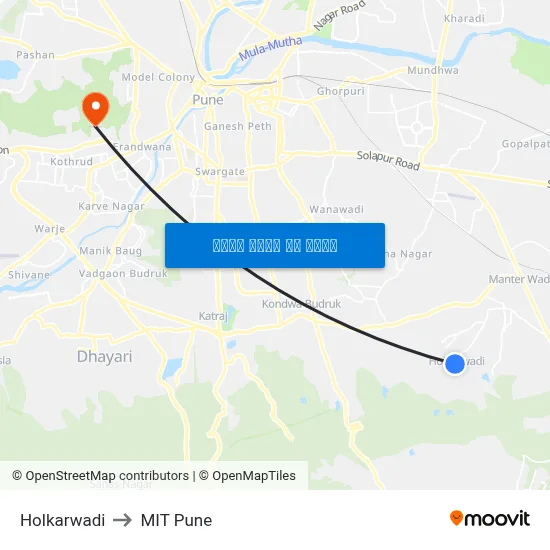 होलकरवाडी to एमआईटी पुणे map