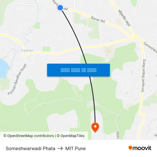 सोमेश्वरवाडी फाटा to एमआईटी पुणे map