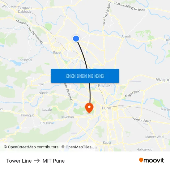 टावर लाइन to एमआईटी पुणे map