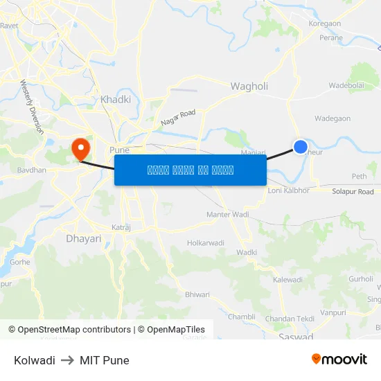 कोलवाडी to एमआईटी पुणे map