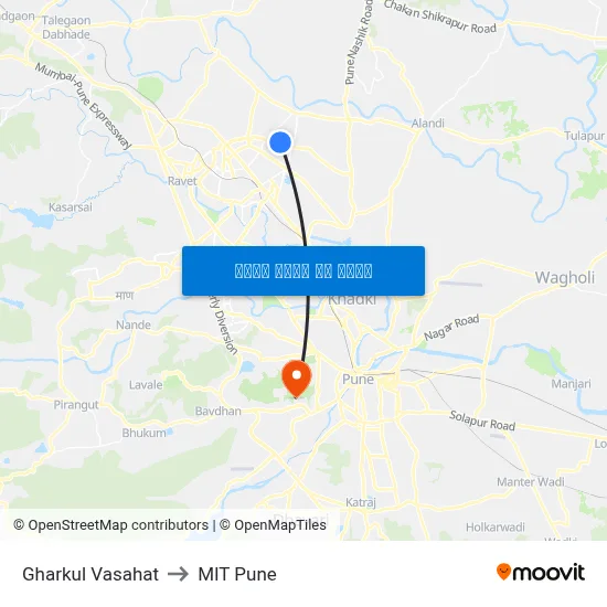 घरकुल वसाहत to एमआईटी पुणे map