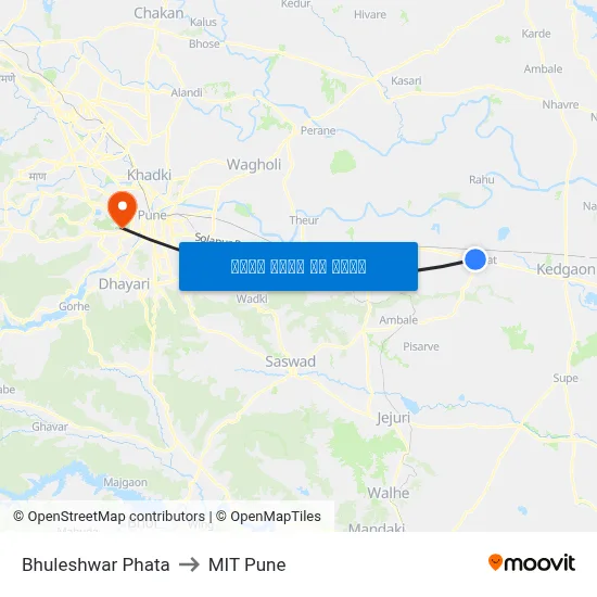 भुलेश्वर फाटा to एमआईटी पुणे map