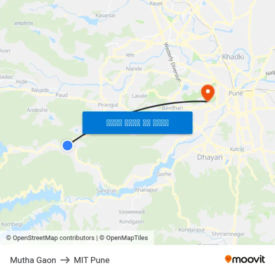 मुठा गाव to एमआईटी पुणे map