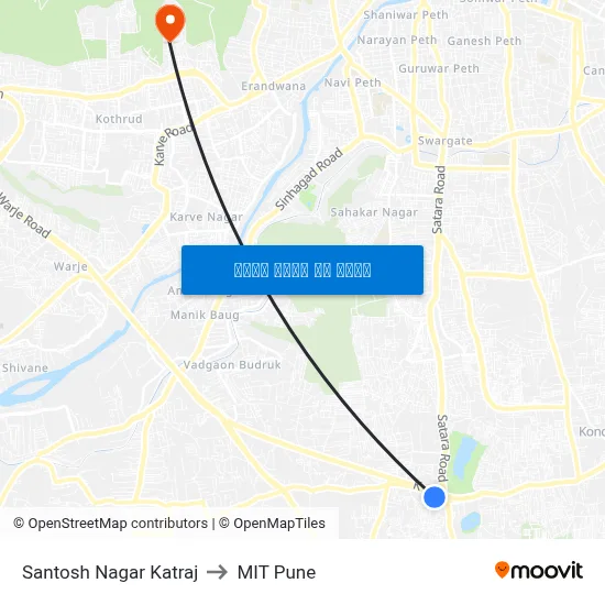 संतोष नगर कात्रज to एमआईटी पुणे map