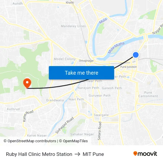 रूबी हॉल क्लीनिक to एमआईटी पुणे map